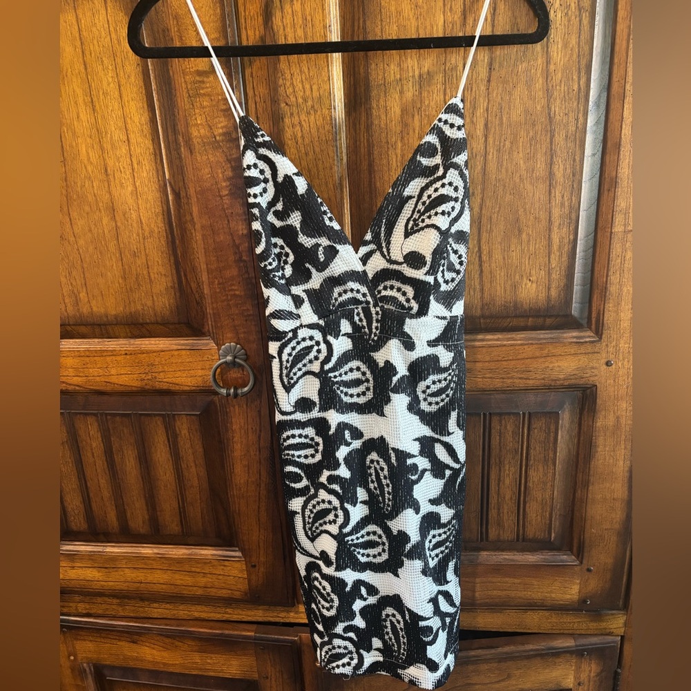 Anthropologie Black and White Mini Dress